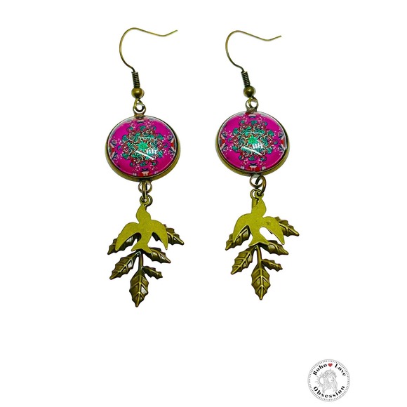 Pink Peace Dove Dangles - Picture 2 of 9